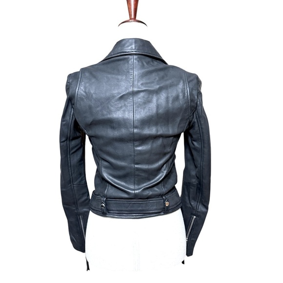 Zara TRF Genuine Sheep Leather Black Biker Jacket. Size Small #1455 - Picture 5 of 8